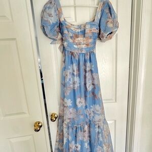 Abercrombie & Fitch Floral Blue Bow-back Maxi Dress